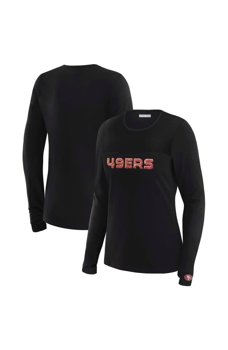 WEAR by Erin Andrews Women's WEAR by Erin Andrews x Gracie Hunt Black San Francisco 49ers Mesh Panel Long Sleeve T-Shirt, Alternate, color, Black