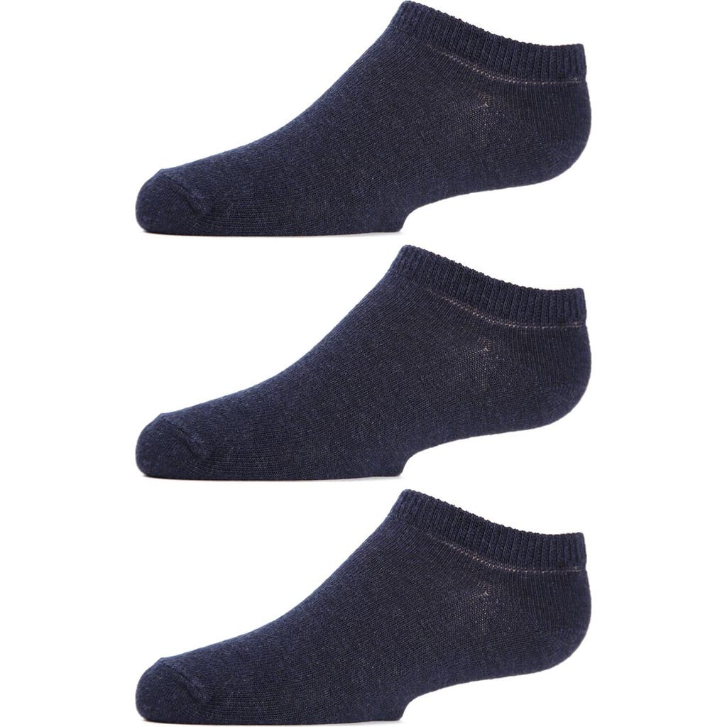 Memoi Kids Low Cut Cotton Blend Socks 3-pack In Blue