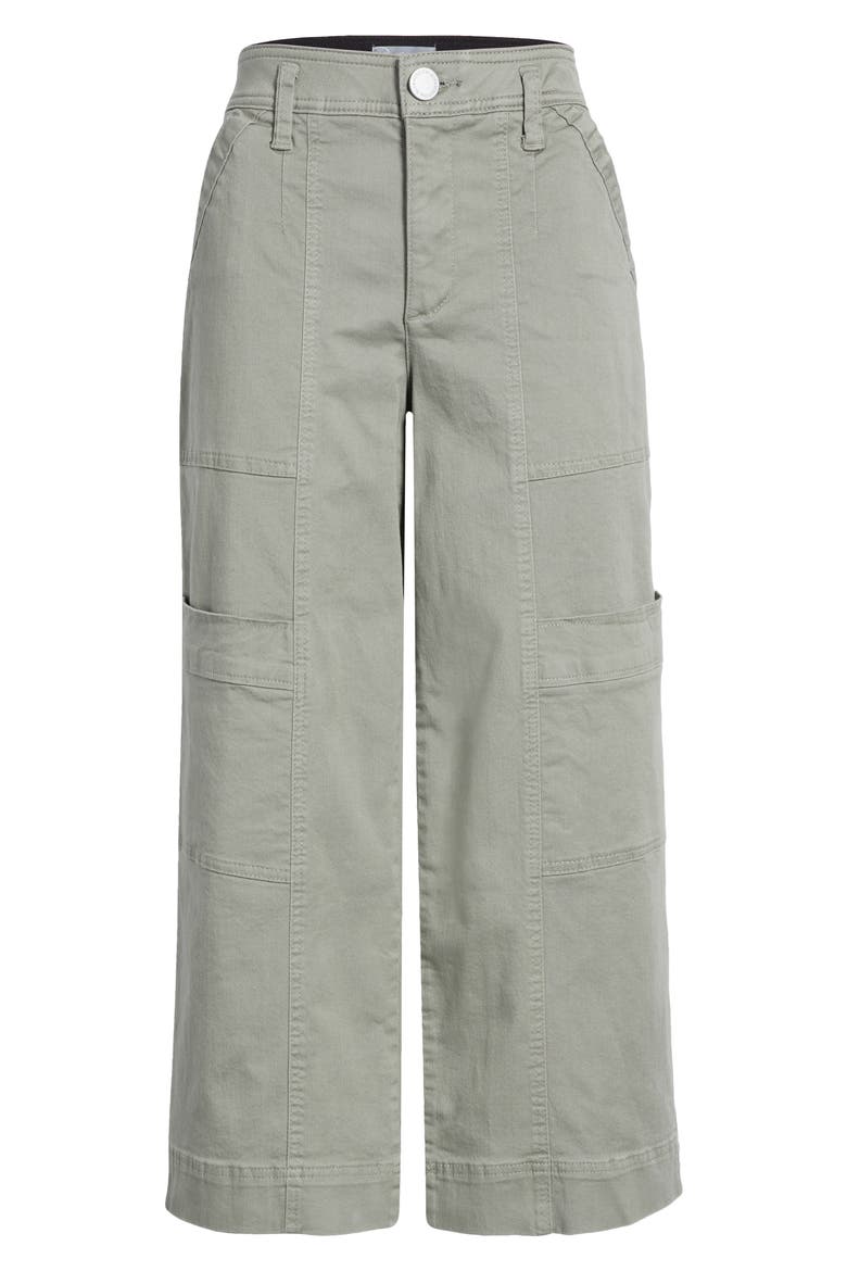 Skyrise Cotton Crop Wide Leg Utility Pants, Alternate, color, DEEP SEAGRASS
