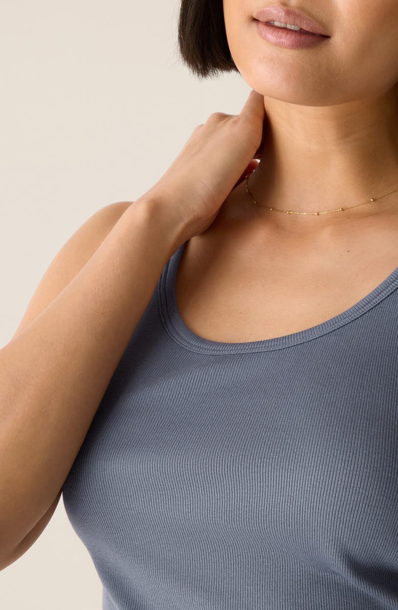 Eileen Fisher Slim Fit Scoop Neck Stretch Cotton Tank, Alternate, color, Flint