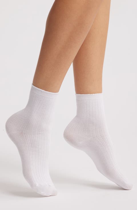 Rib Cotton Blend Crew Socks