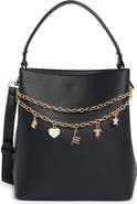 London Fog Pebbled Faux Leather Bucket Crossbody Bag