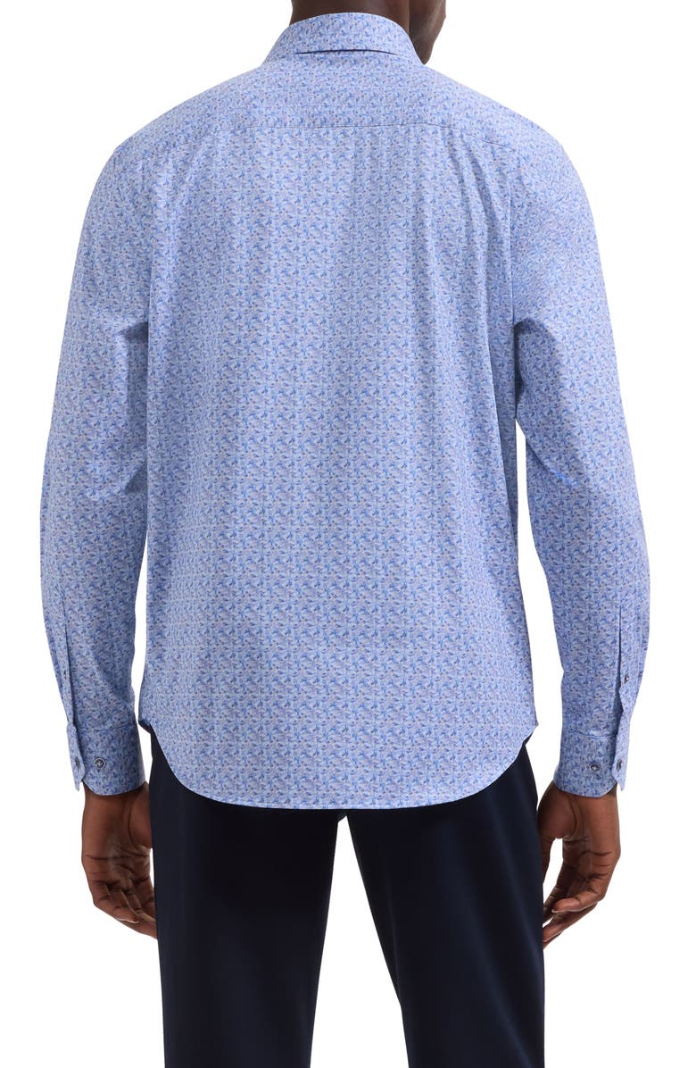 Bugatchi Jimmy OoohCotton<sup>®</sup> Floral Print Button-Up Shirt, Alternate, color, Air Blue