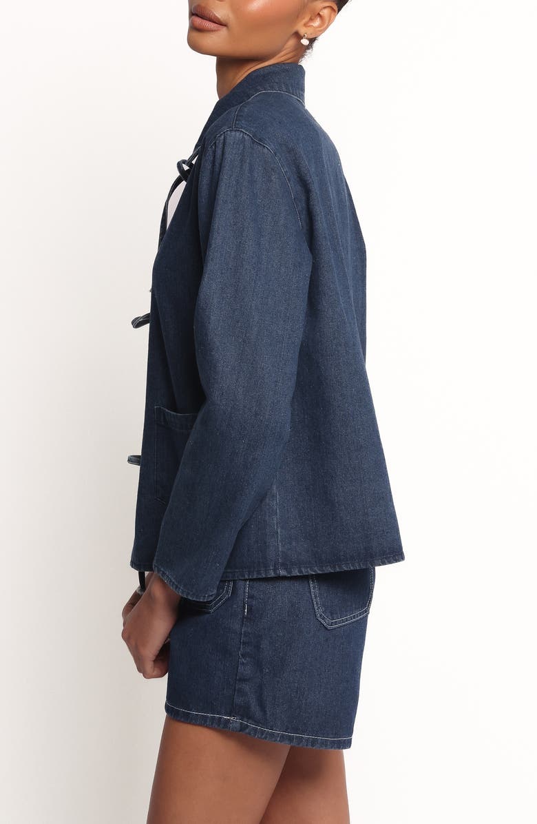 Petal & Pup Avon Bow Front Denim Shacket, Alternate, color, Denim