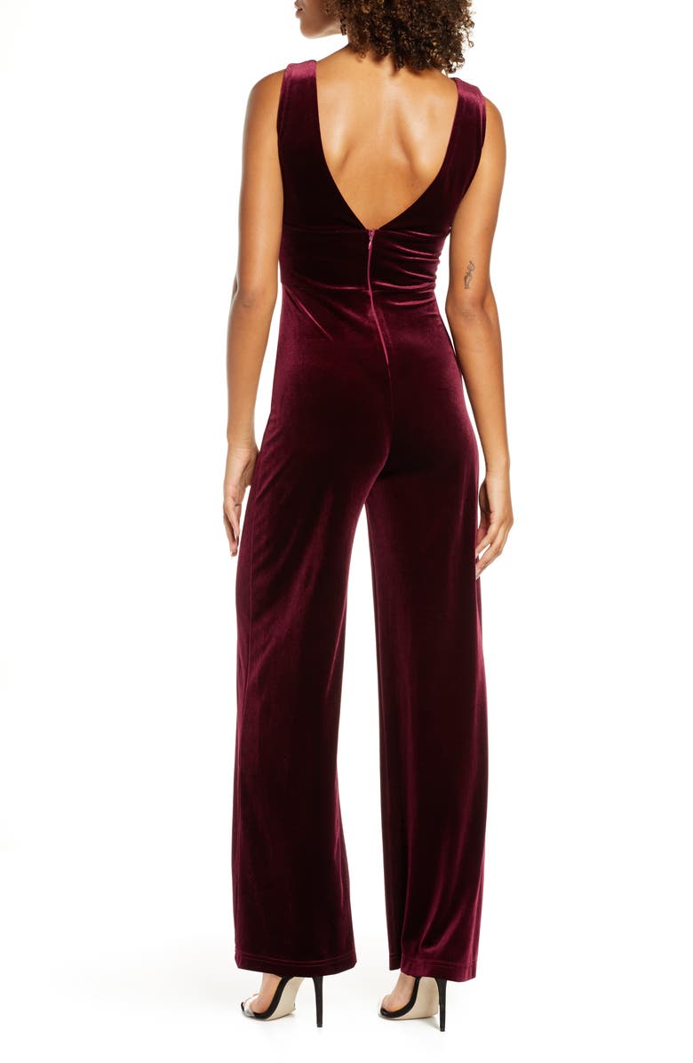 Lulus Kiss Me at Midnight Velvet Jumpsuit, Alternate, color, 