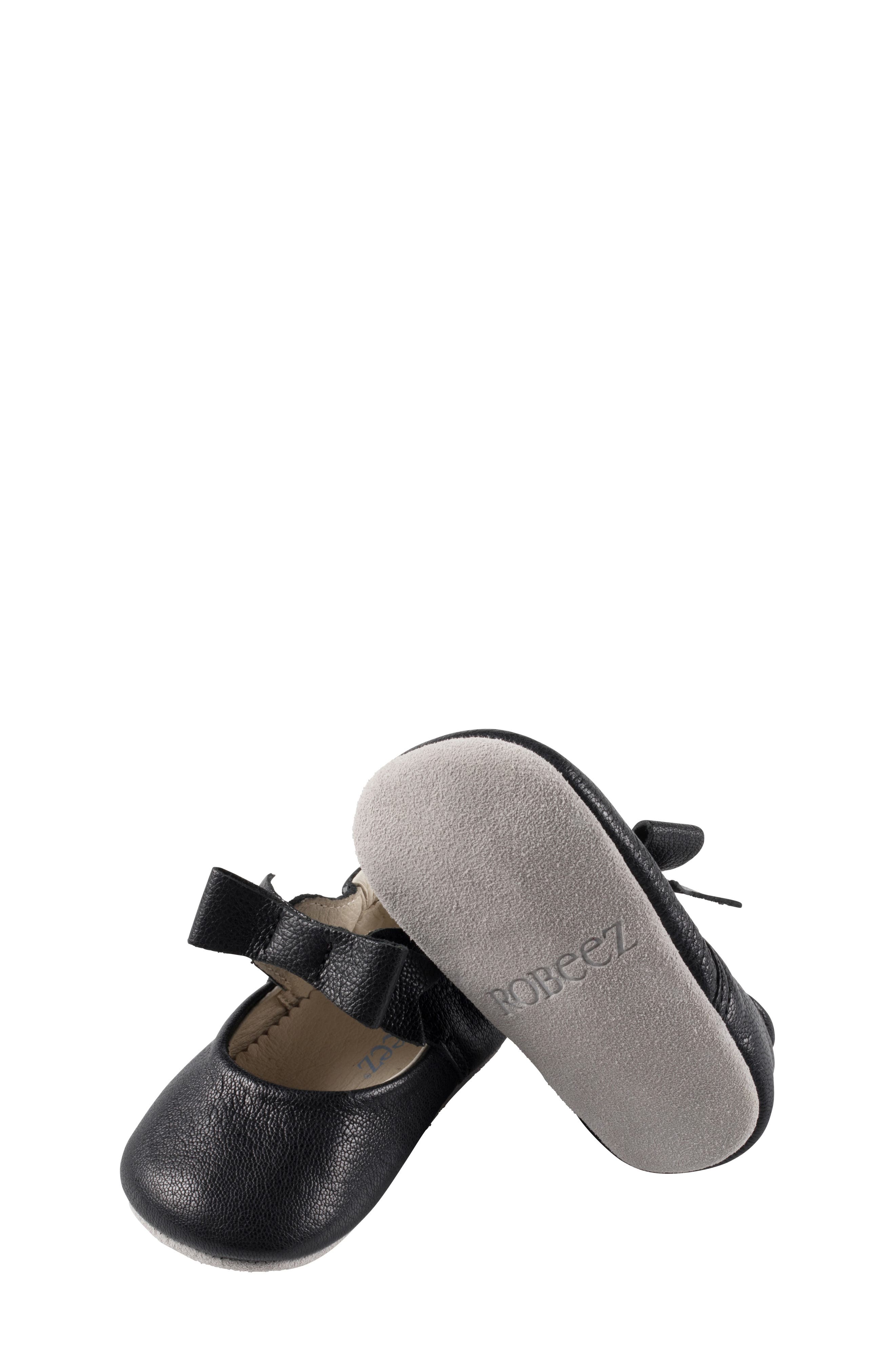 Robeez<sup>®</sup> Sofia Bow Mary Jane Crib Shoe, Alternate, color, Black