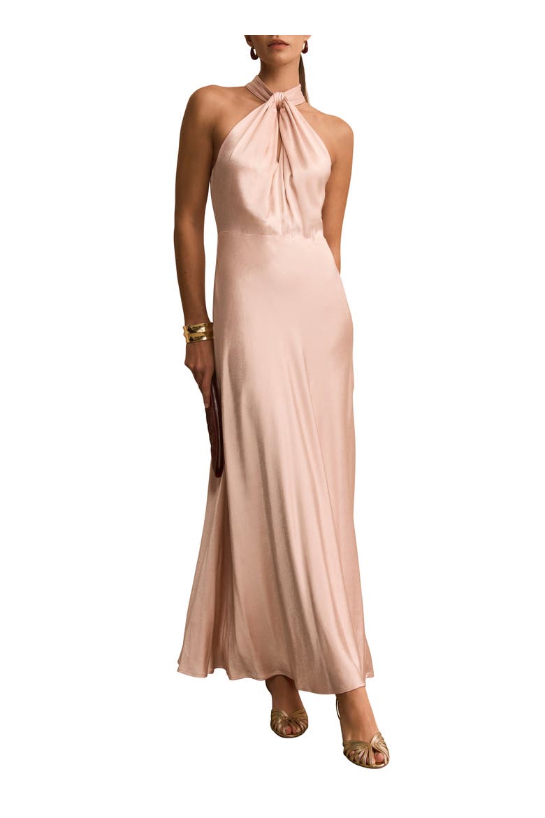 Satin Halter Maxi Dress, Main, color, Light Pink