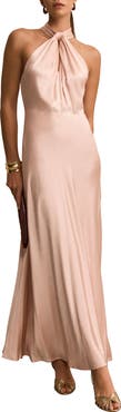 MINT VELVET Satin Halter Maxi Dress