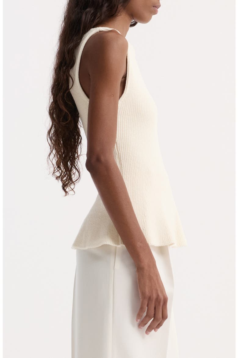 Sculptural Rib Organic Cotton Peplum Sweater, Alternate, color, CREAM