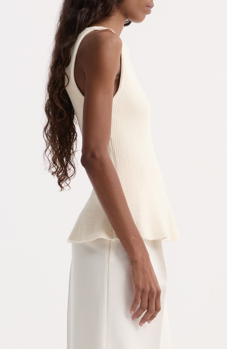 Róhe Sculptural Rib Organic Cotton Peplum Sweater, Alternate, color, Cream