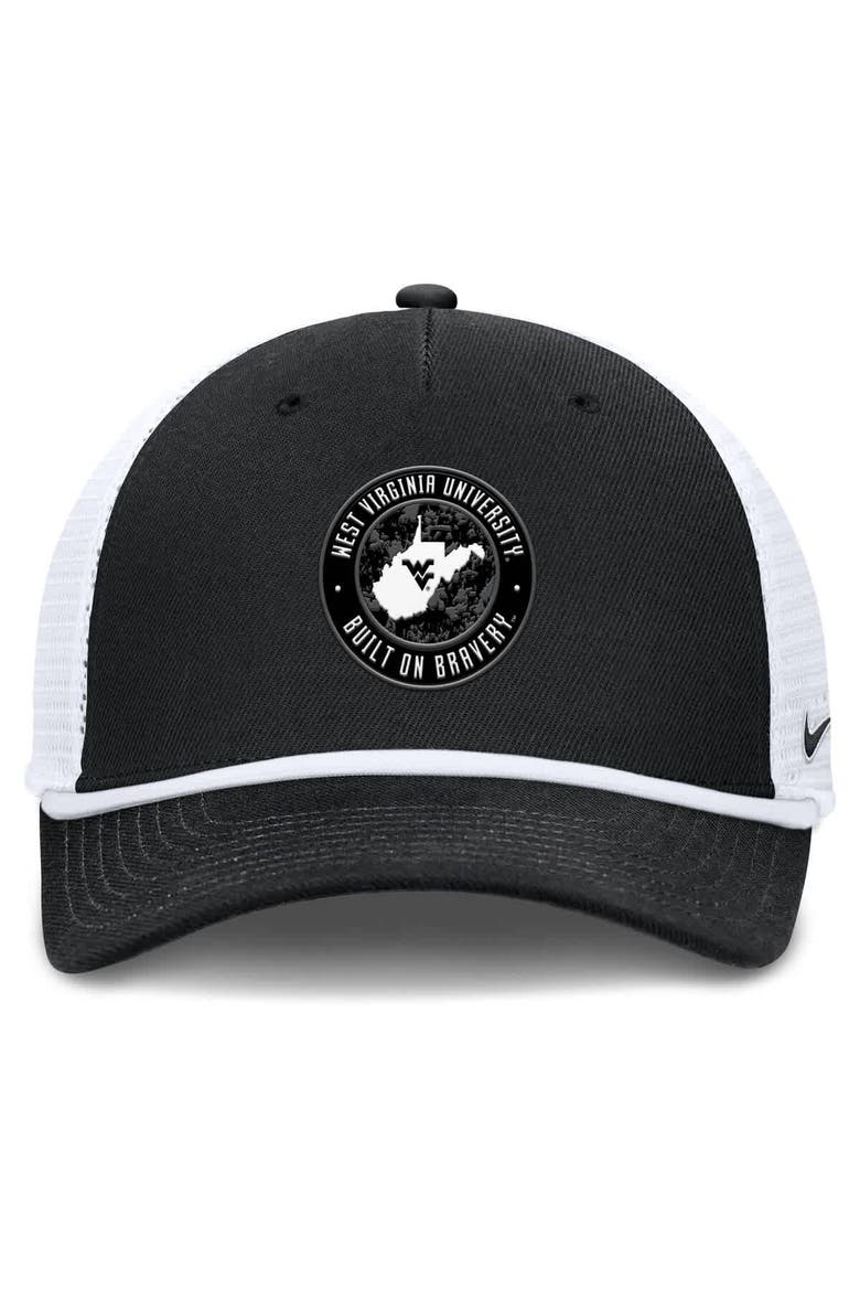 Men's Nike Black/White West Virginia Mountaineers Built on Bravery Rise Trucker Adjustable Hat, Alternate, color, Black