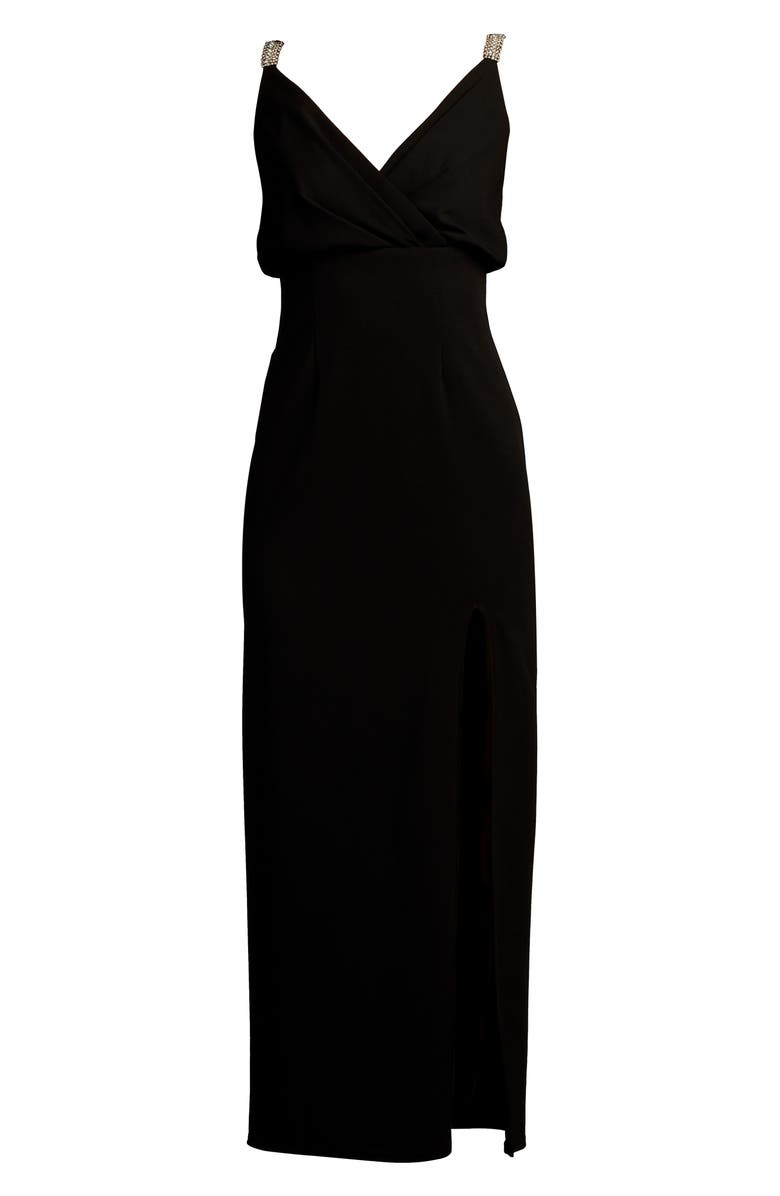 SHO by Tadashi Shoji Beaded Strap Gown, Alternate, color, Black