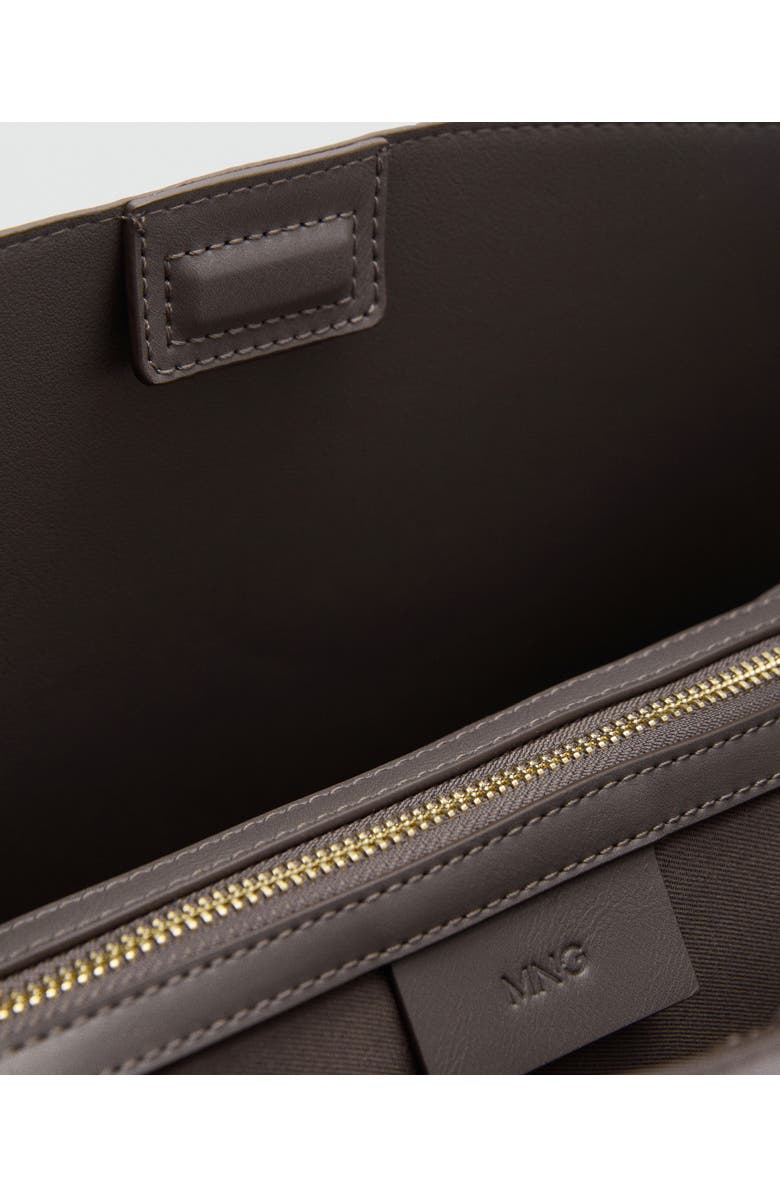 MANGO Faux Leather Shopper Bag, Alternate, color, Grey