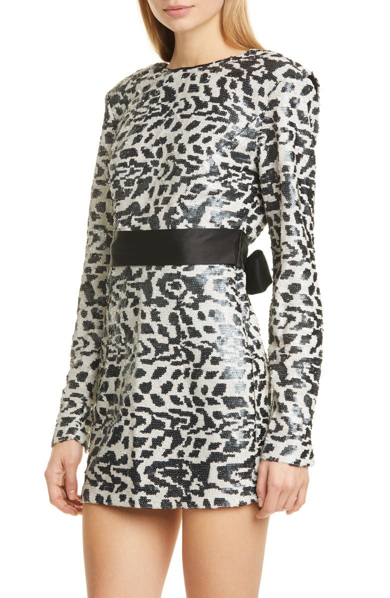 ROTATE Wanda Long Sleeve Sequin Minidress, Alternate, color, 