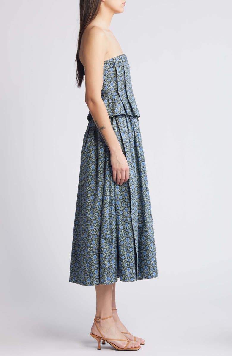 NACKIYÈ Floral Ditsy Pintuck Peplum Strapless Midi Dress, Alternate, color,