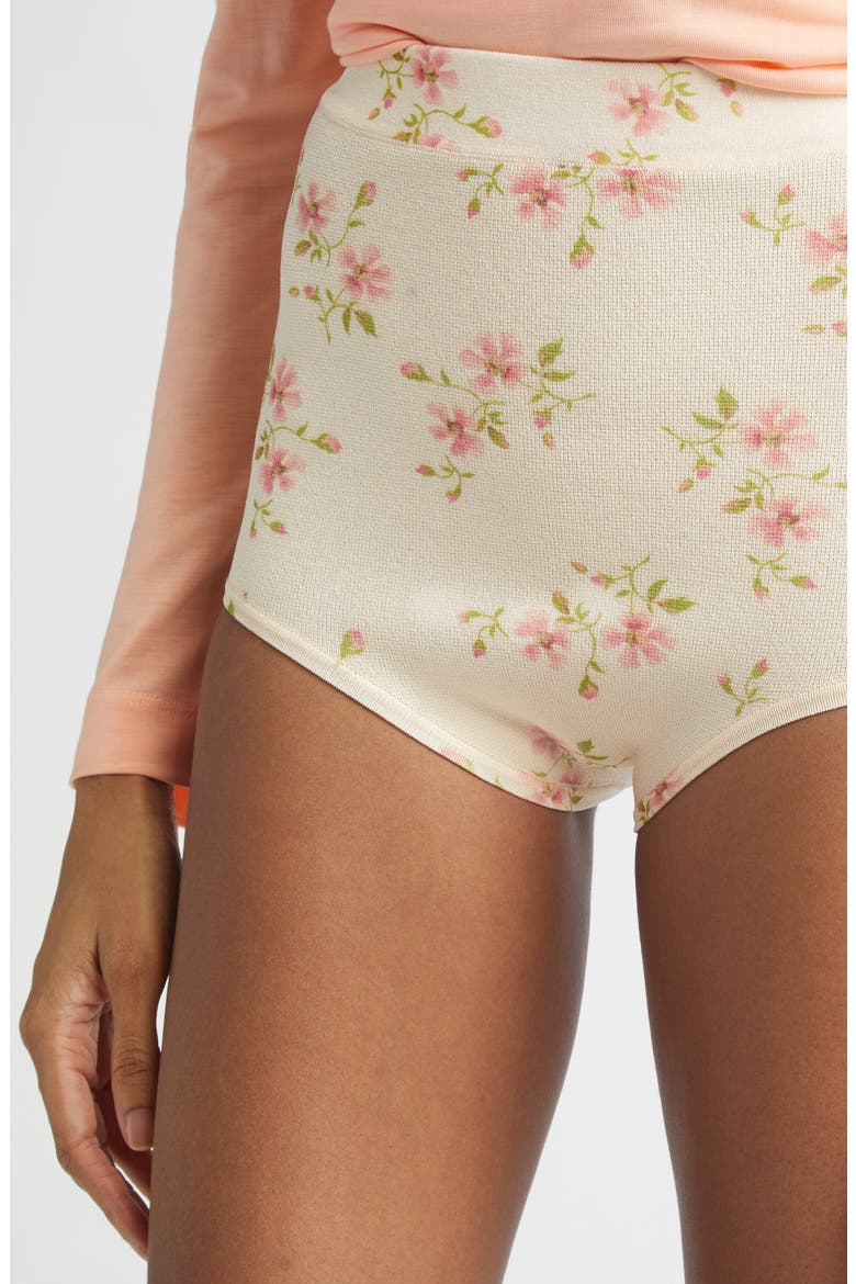Tiny Flowers Knit Micro Shorts, Alternate, color, CREAM FLORAL