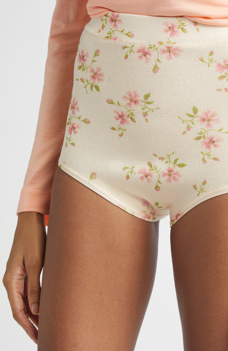 Simone Rocha Tiny Flowers Knit Micro Shorts, Alternate, color, Cream Floral