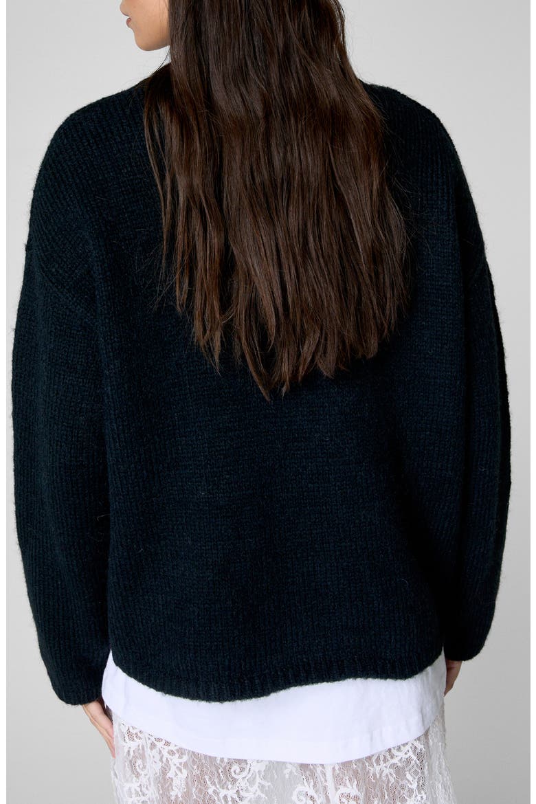 Oversize Crewneck Sweater, Alternate, color, BLACK