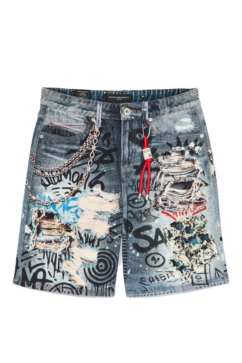 Grunge Distressed Denim Shorts, Alternate, color, DIGITAL