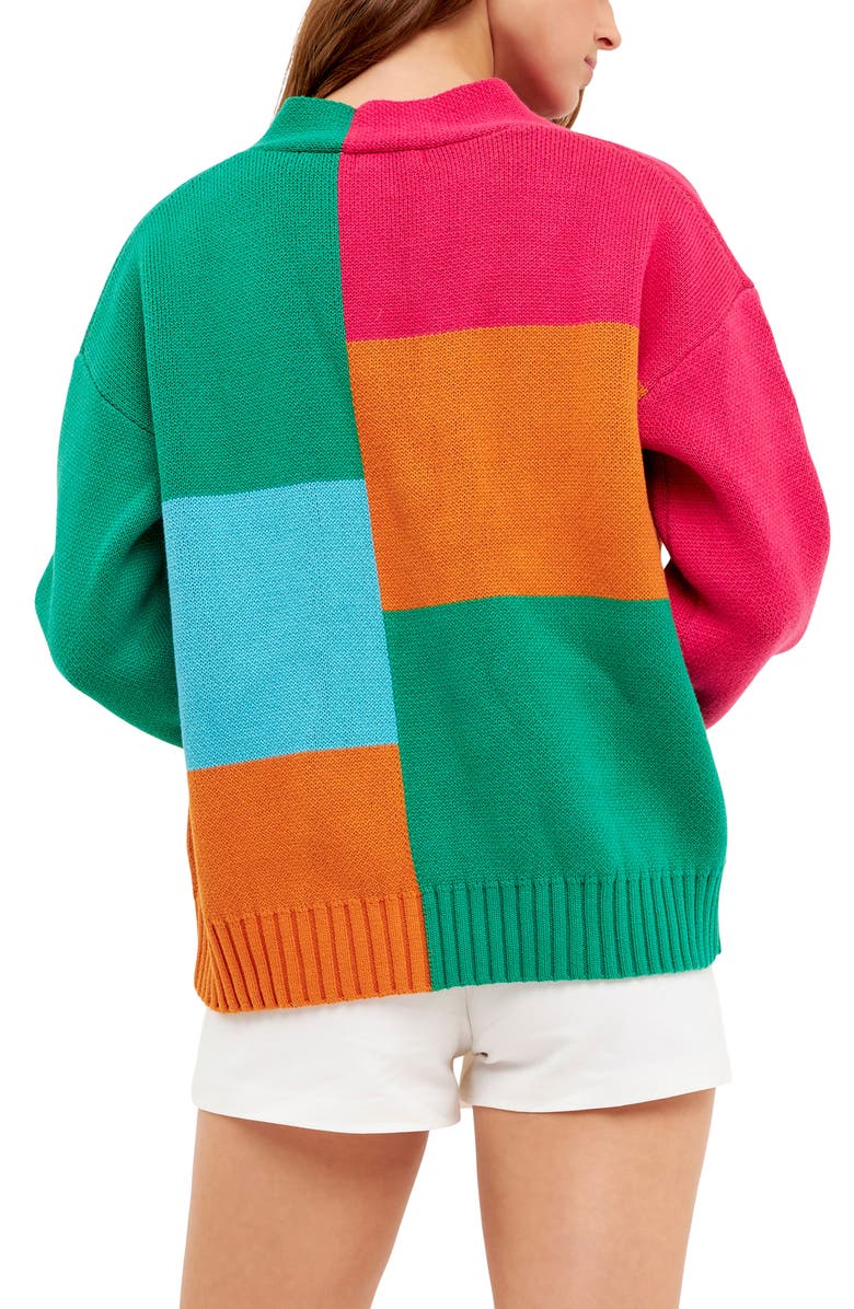 Grey Lab Abstract Colorblock Cotton Cardigan, Alternate, color, 