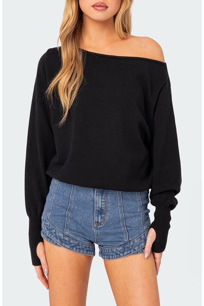 Oversize Off the Shoulder Sweater, Main, color, BLACK