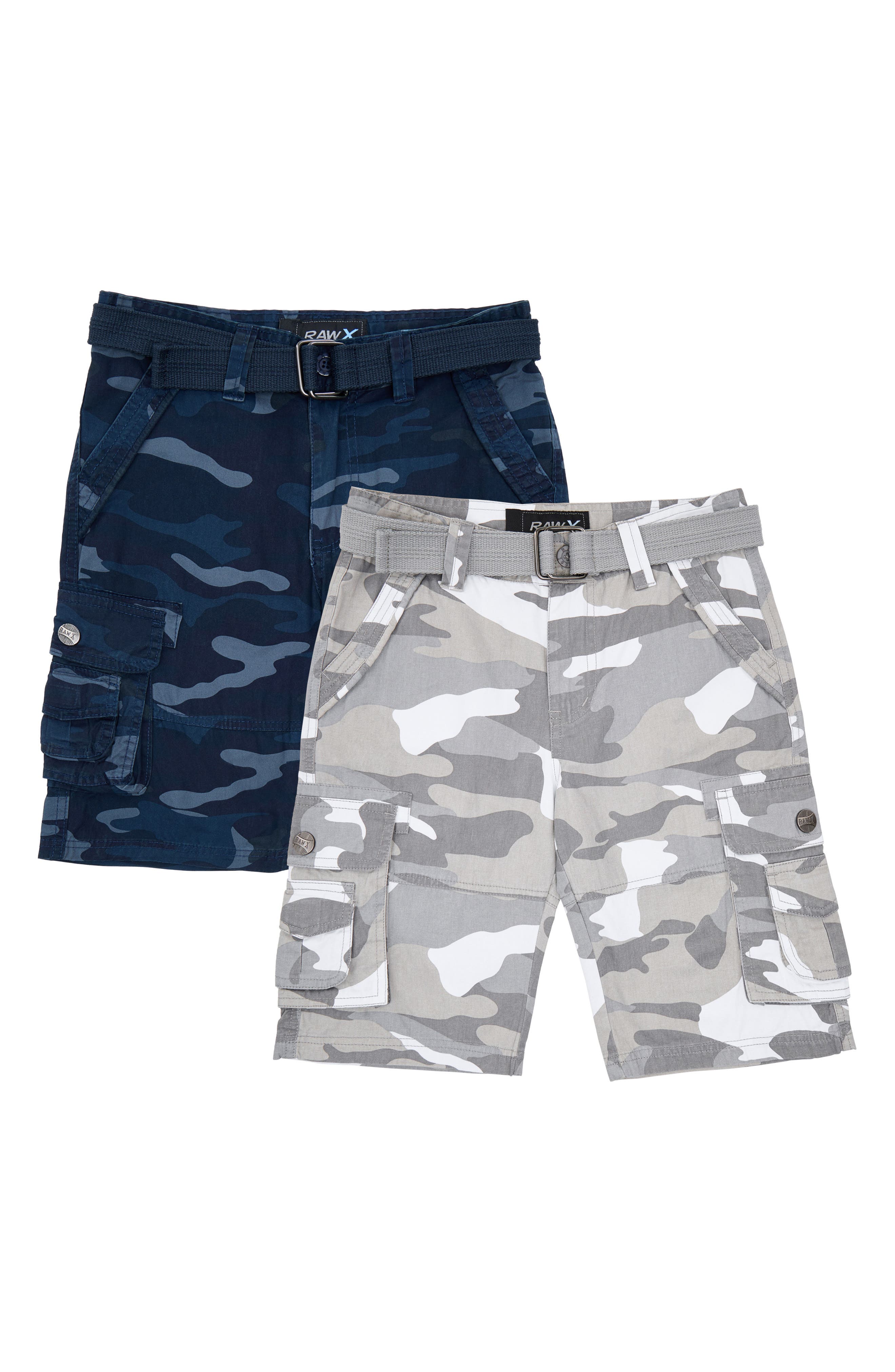 XRAY Kids' 2-Pack Belted Twill Cargo Shorts