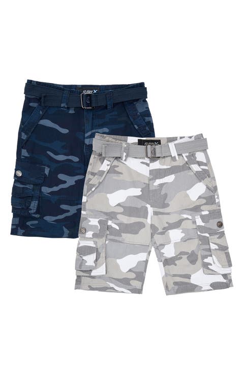 Kids' 2-Pack Belted Twill Cargo Shorts (Big Kid)