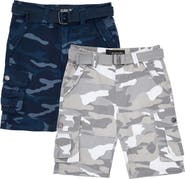 XRAY Kids' 2-Pack Belted Twill Cargo Shorts
