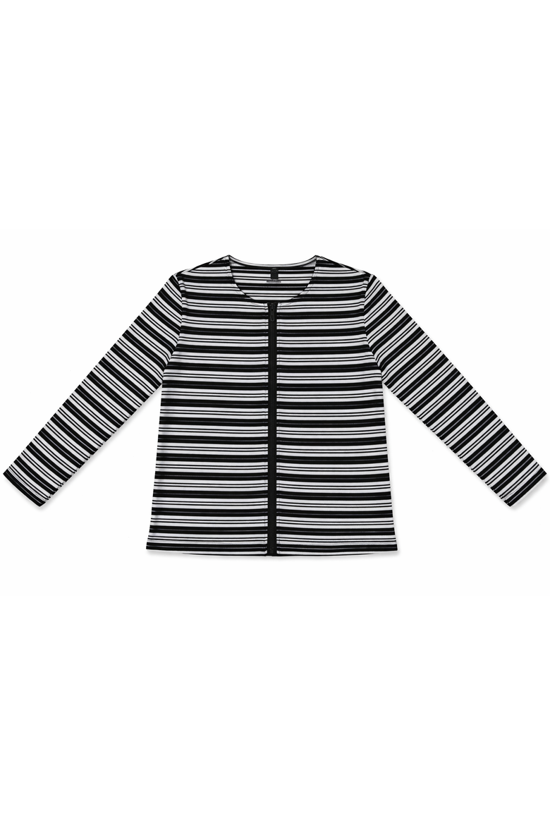 Zip Striped Long-Sleeve Tee - 95% Cotton, 5% Spandex, Main, color, White Black