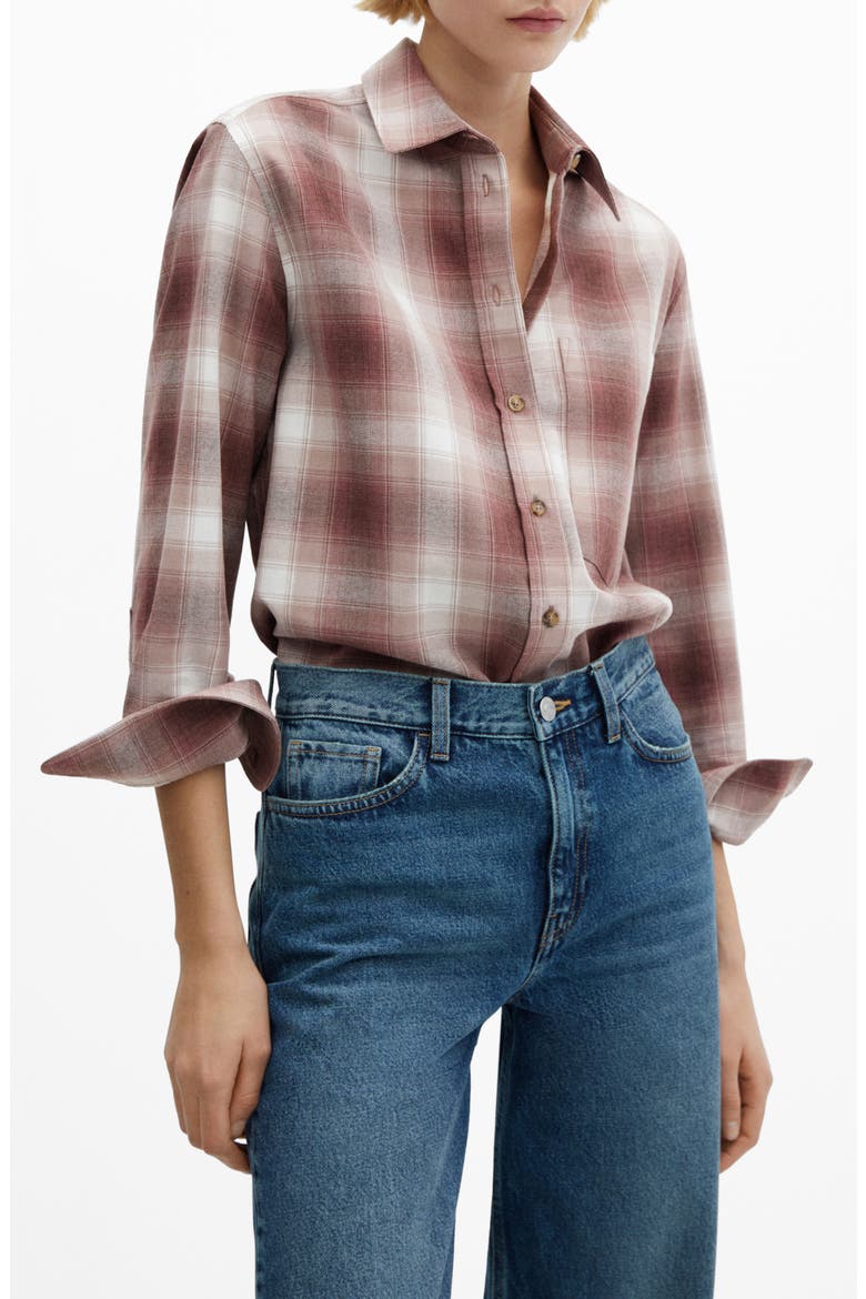 Plaid Cotton Blend Flannel Button-Up Shirt, Main, color, RED