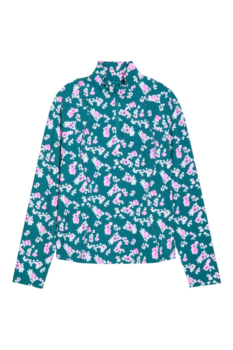 Blossom Silky Tech Nylon Quarter Zip Pullover, Alternate, color, MARINE TEAL