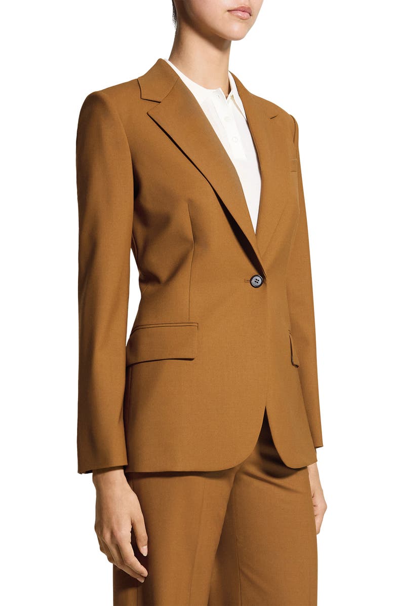 Theory Lynnia Stretch Wool Blazer, Alternate, color, Dark Cognac