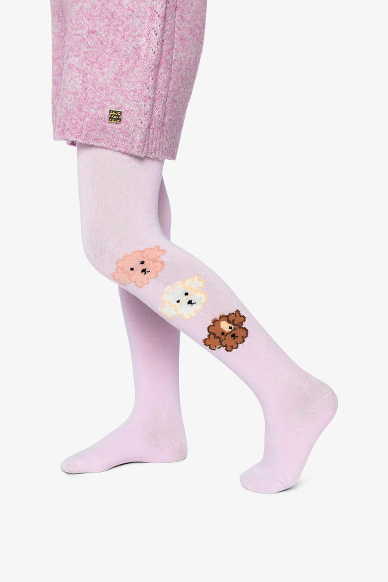 Cotton Blend Poodle Leg Tights, Alternate, color, Lavender