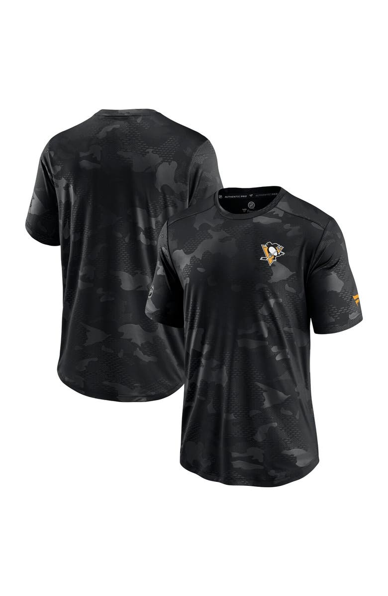 FANATICS Men's Fanatics Branded Black Pittsburgh Penguins Authentic Pro Locker Room Camo T-Shirt, Main, color,