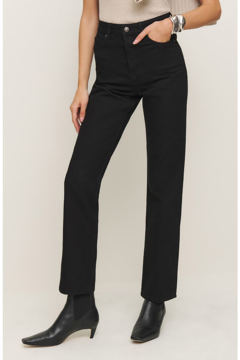 Cynthia High Waist Relaxed Jeans, Main, color, BLACK