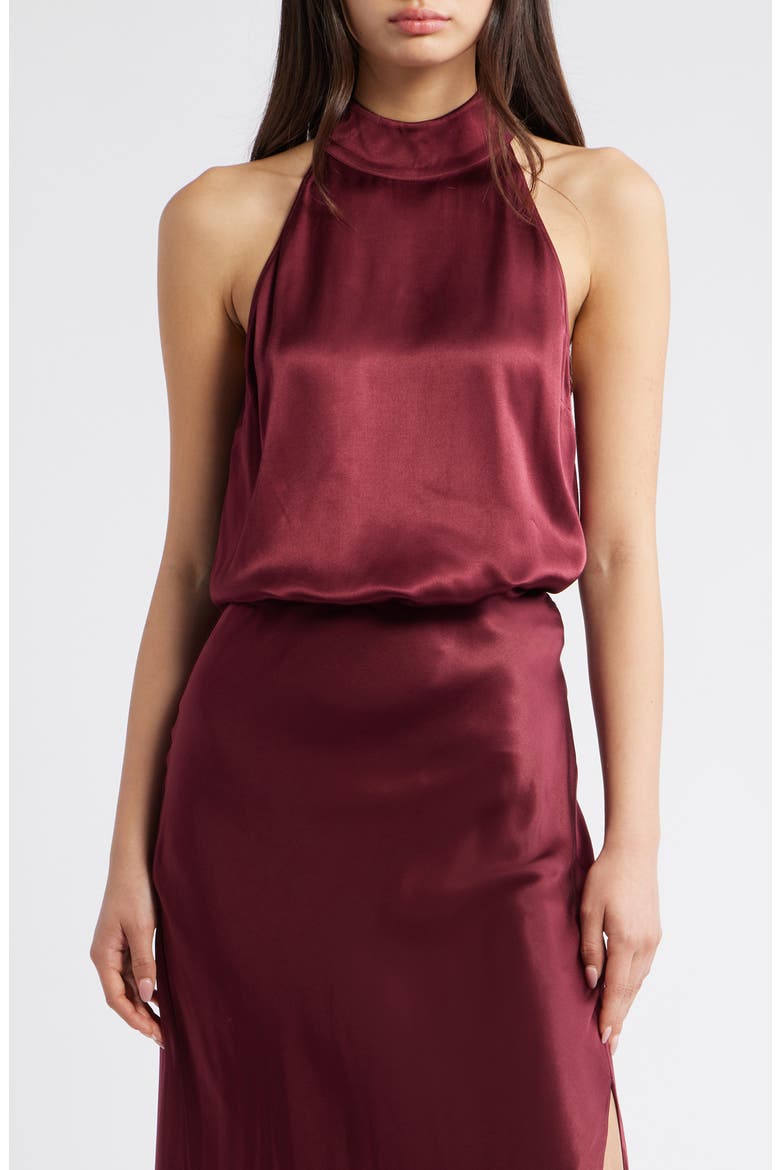 Leah Satin Crepe Halter Top, Main, color, GARNET
