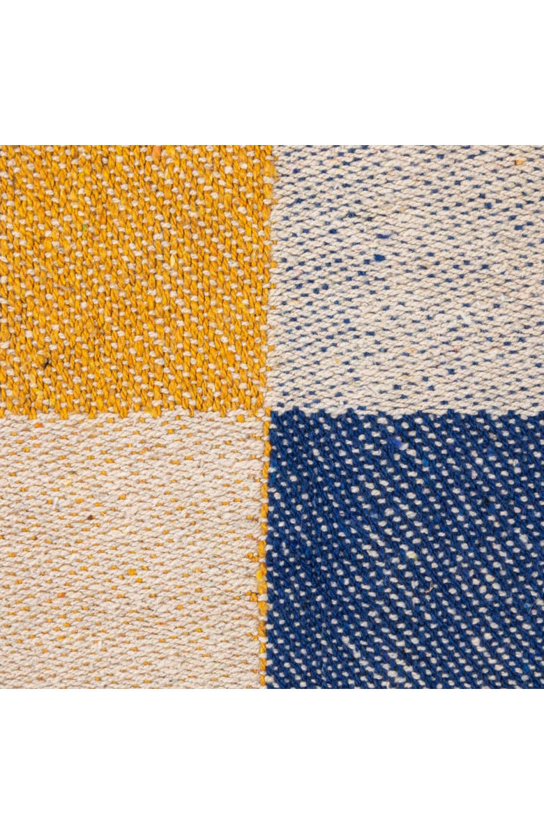 Storied Home Woven Cotton Blend Throw with Checkered Pattern and Fringe, Yellow, Blue and Natural, Alternate, color,