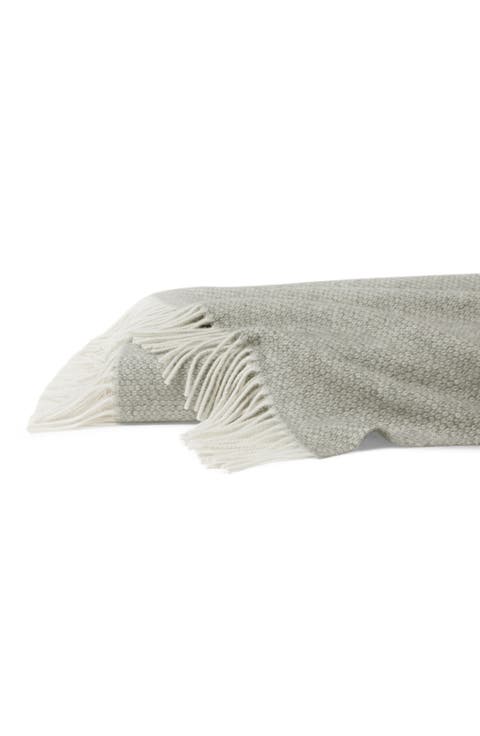 Cervino Fringe Trim Wool & Cashmere Throw Blanket