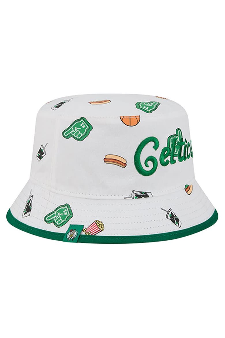 Men's New Era White Boston Celtics Team Cheer Reversible Bucket Hat, Alternate, color, White