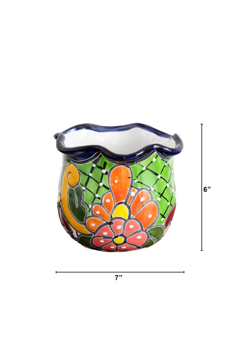6-in X 7-in Handmade Mexican Talavera Ceramic Planter, Alternate, color, Multicolor