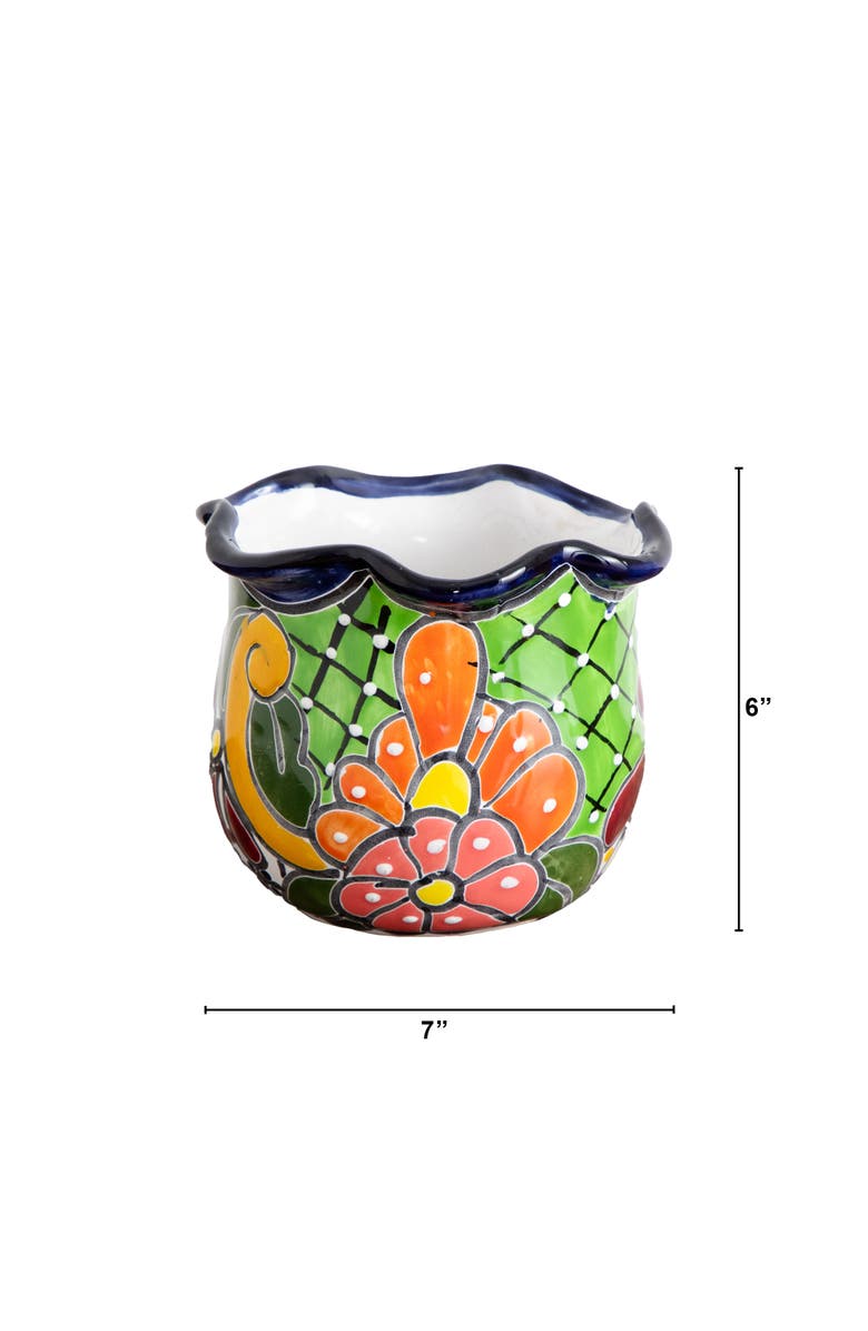 NEARLY NATURAL 6-in X 7-in Handmade Mexican Talavera Ceramic Planter, Alternate, color, Multicolor