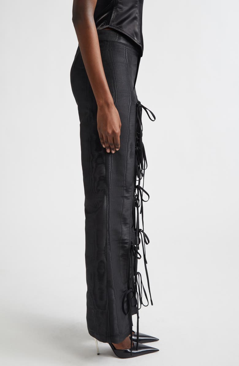 KIM SHUI Colton Moiré Tie Leg Flare Pants, Alternate, color, Black