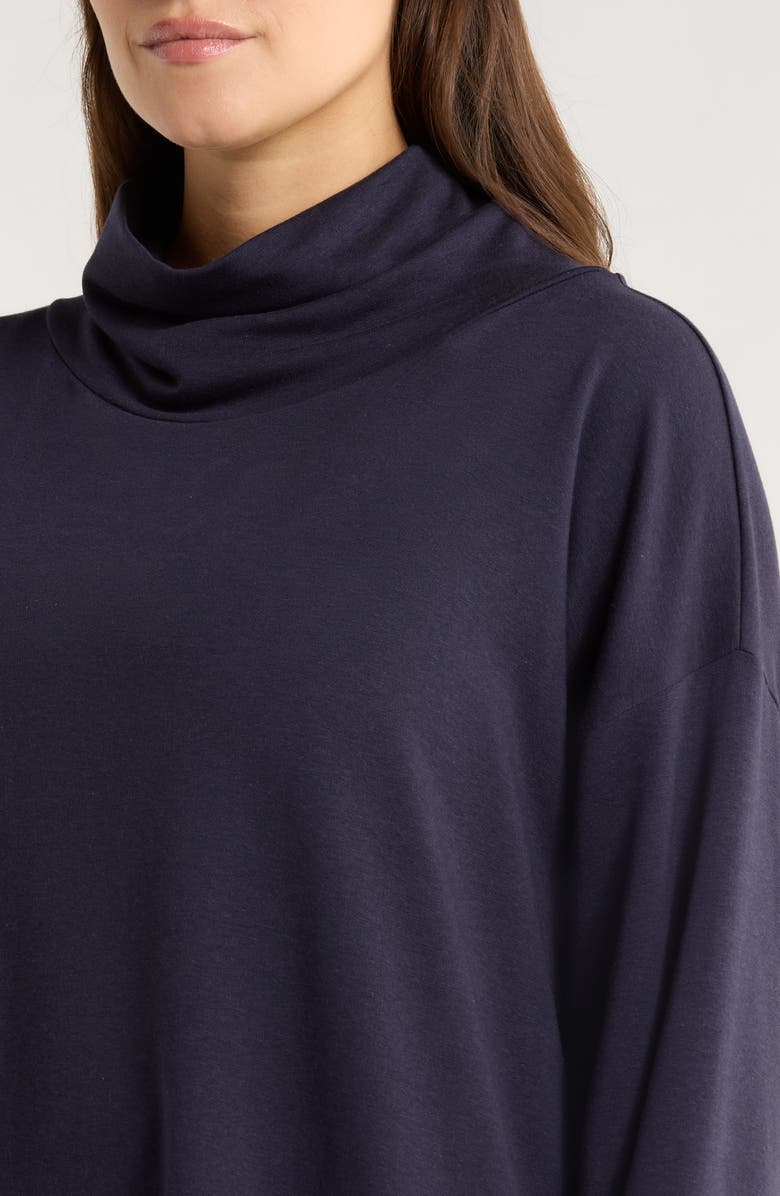 Eileen Fisher Draped Turtleneck Tunic, Alternate, color, Ink