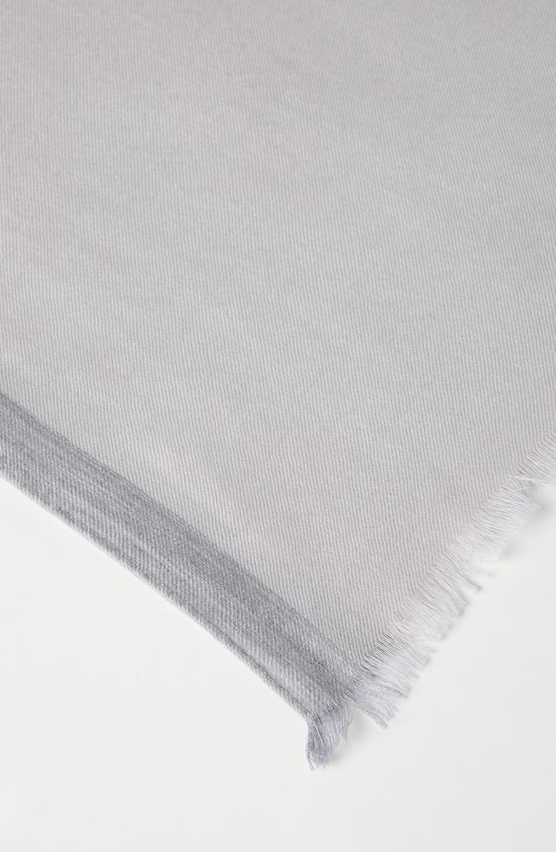 Brunello Cucinelli Cashmere and silk scarf with stripe, Alternate, color, Light Grey