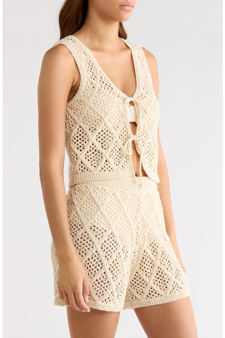 Open Stitch Cotton Blend Cover-Up Vest, Alternate, color, NATURAL