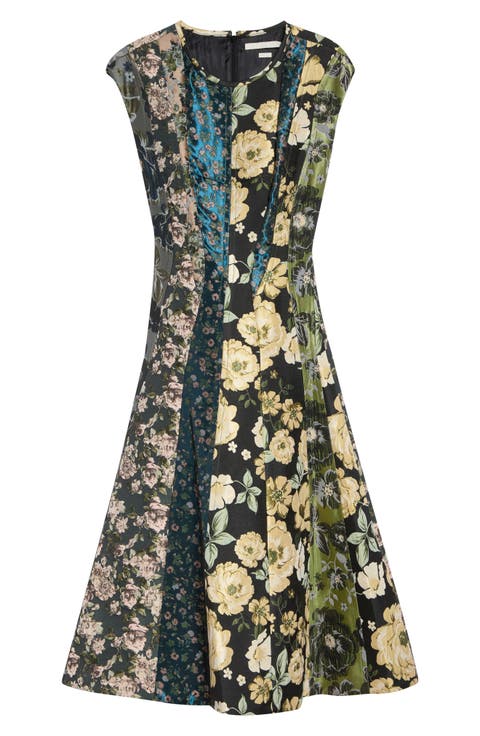 Mixed Floral Jacquard Dress