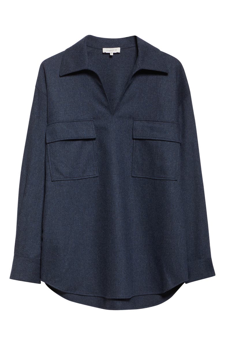 Lafayette 148 New York Patch Pocket Popover Shirt, Alternate, color, Admiral Blue Melange