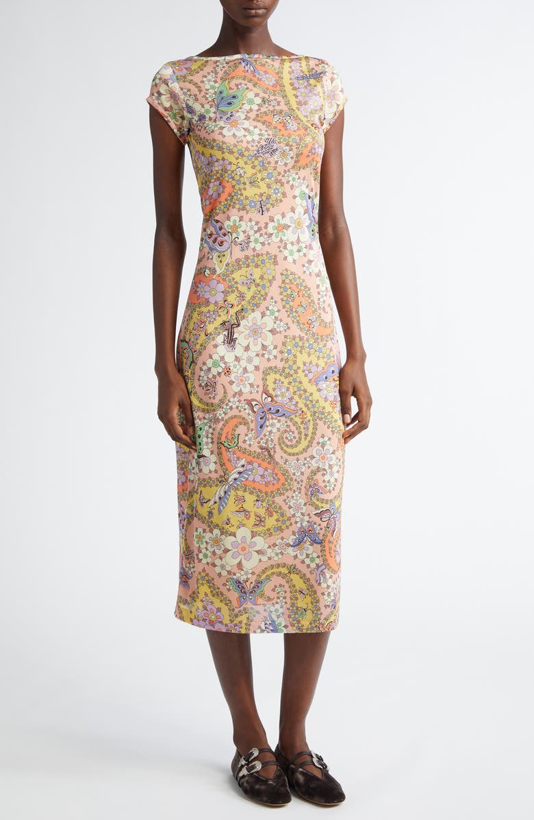 Etro Floral Paisley Jersey Midi Dress, Main, color, 