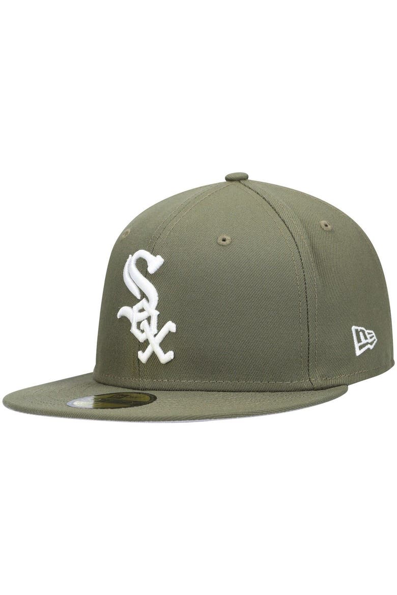 Men's New Era Olive Chicago White Sox White Logo 59FIFTY Fitted Hat, Main, color, Olive
