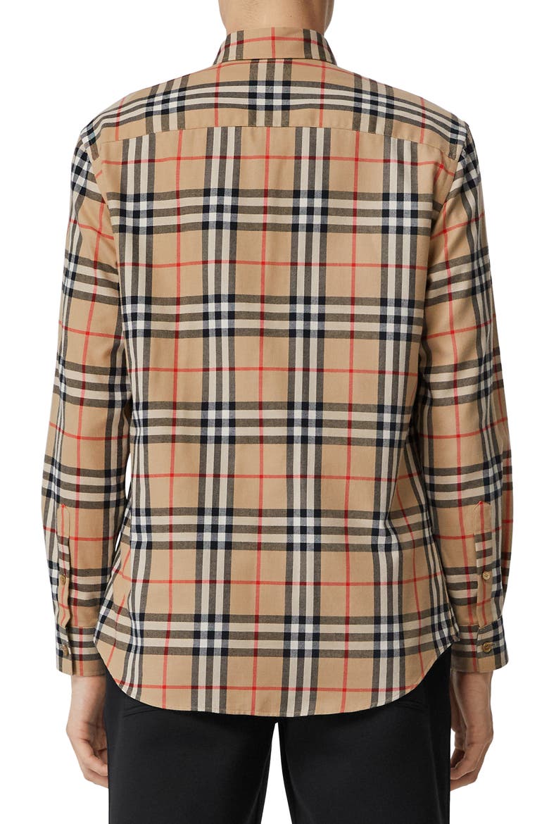 Chambers Check Button-Up Flannel Shirt, Alternate, color, BEIGE
